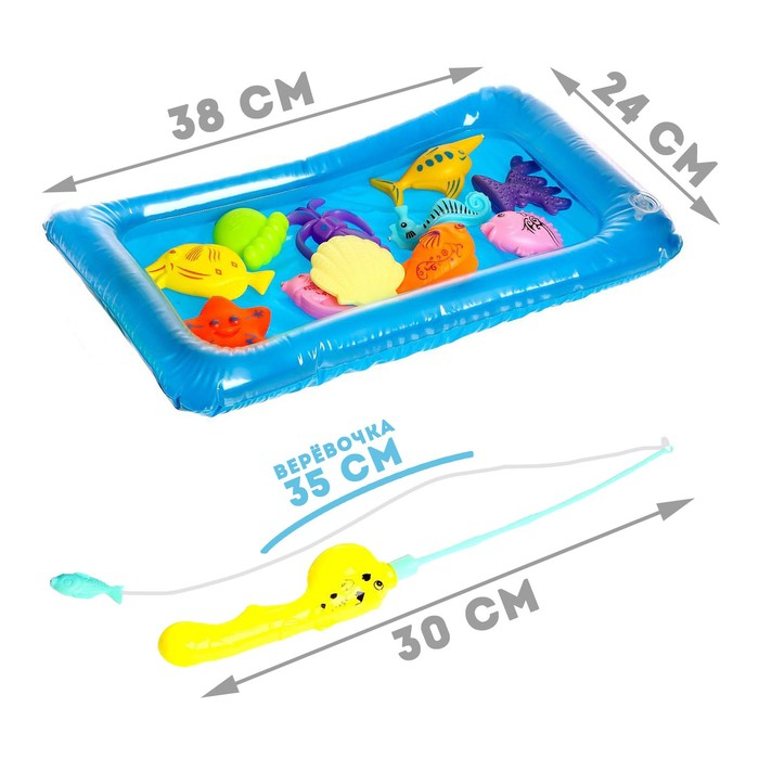 Рыбалка &laquo;Большие рыбки&raquo; 12 рыбок, бассейн, насос, удочка, сачок