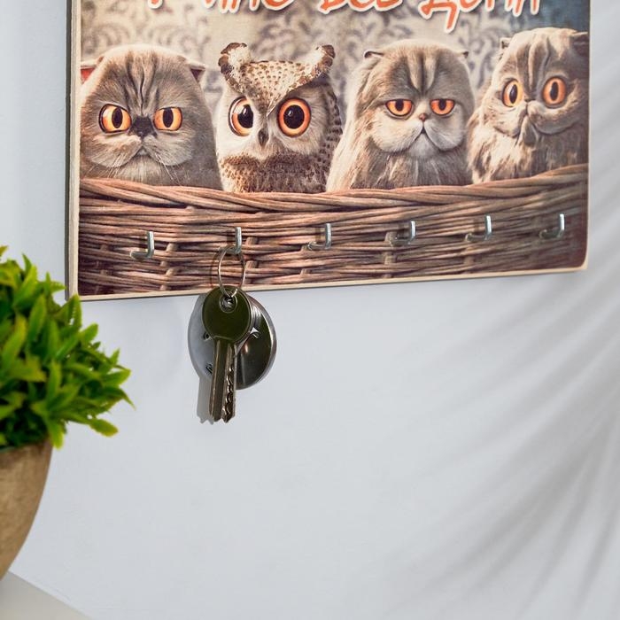 Ключница деревянная Ключница деревянная "У нас все дома" 6 крючков 25х15 см