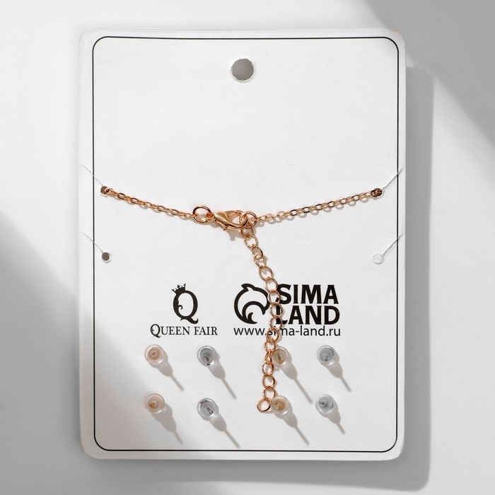 Гарнитур 5 предметов: 4 пары пусет, кулон &laquo;Сердечко&raquo;, цвет бело-красный в золоте, 40 см