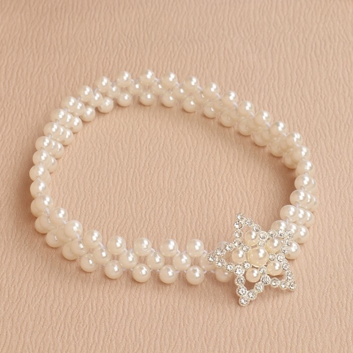 Подхват для штор &laquo;Звезда&raquo;, жемчуг на резинке, d = 4 см, 2 &times; 43 см, цвет белый