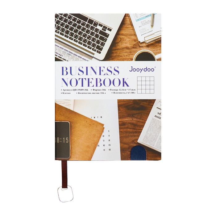 Органайзер на кольцах, B6, 116л, клетка, обл.кожзам, коричневый срез, Синий