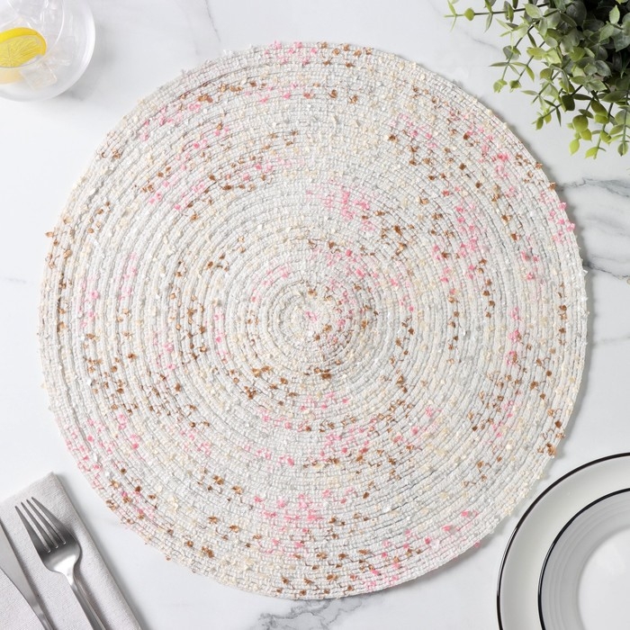 Салфетка сервировочная на стол Доляна &laquo;Серпантин&raquo;, d=38 см, цвет белый