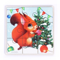 Дервянные пазлы на новый год &laquo;Праздник у белочки&raquo;
