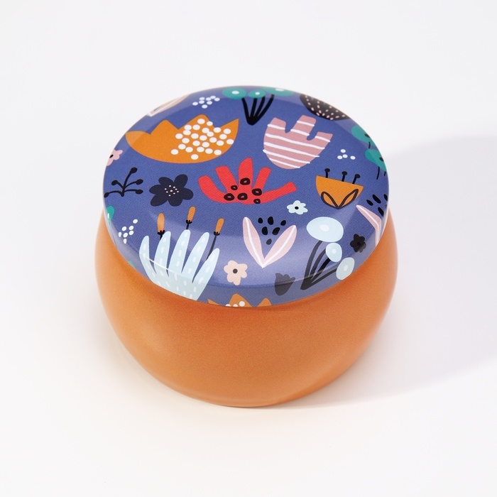 Свеча ароматическая из соевого воска с сухоцветом "Голубые колокольчики", 4,5х6 см, 80 г