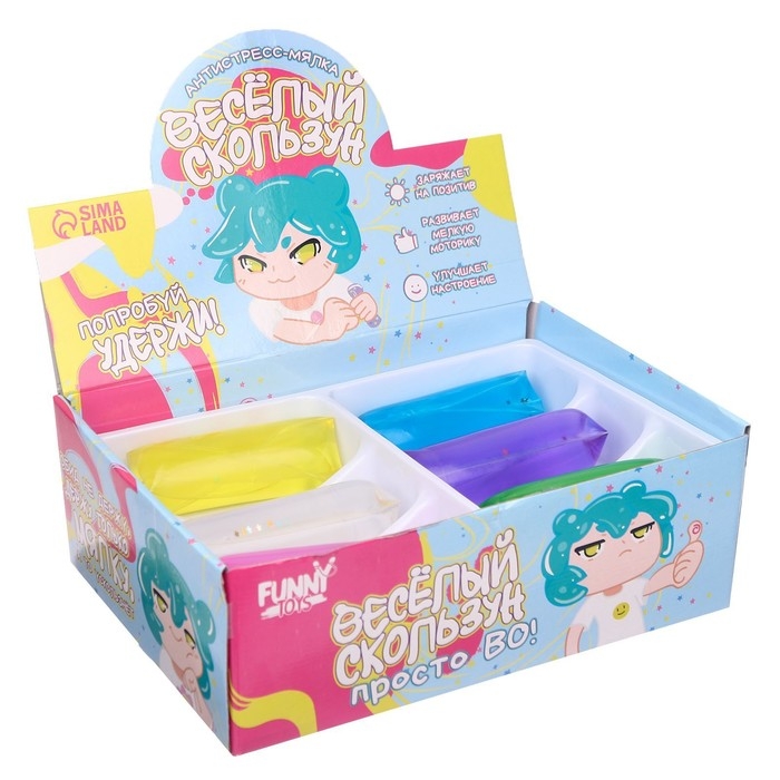 Антистресс сквиш мялка скользун &laquo;Попробуй удержи&raquo; аниме, цвета МИКС, с жидкостью, в шоубоксе