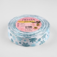 Новый год! Лента репсовая «Объёмные снежинки», 25 мм, 23 ± 1 м, цвет белый №1001 Новый год! Лента репсовая «Объёмные снежинки», 25 мм, 23 ± 1 м, цвет белый №1001