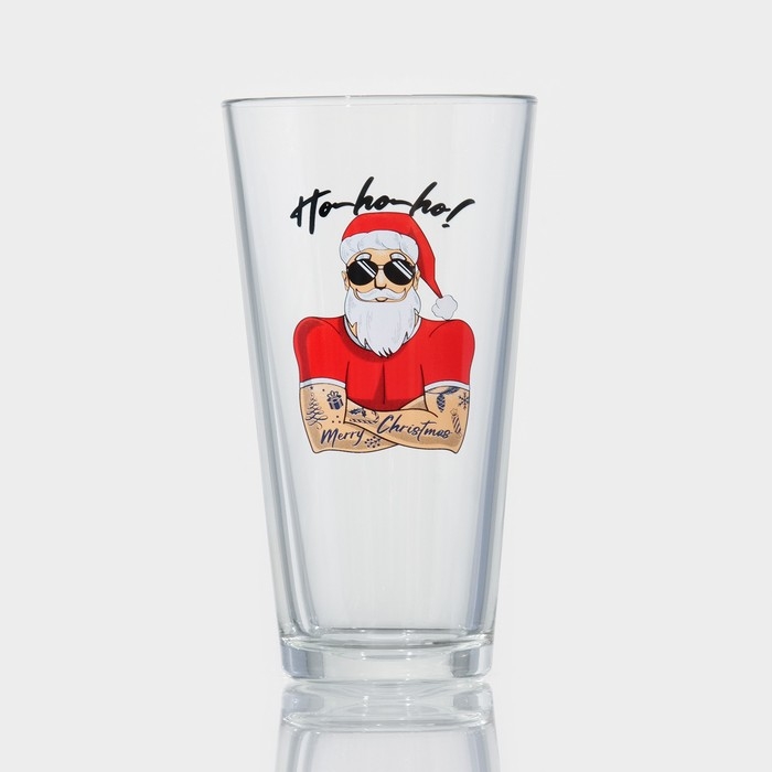 Стакан стеклянный высокий &laquo;Коник. Хипстер Дед Мороз&raquo;, 570 мл, микс