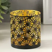 Подсвечник "Цилиндр №4" металл 7,5х7,5х8 см, черный с золотом