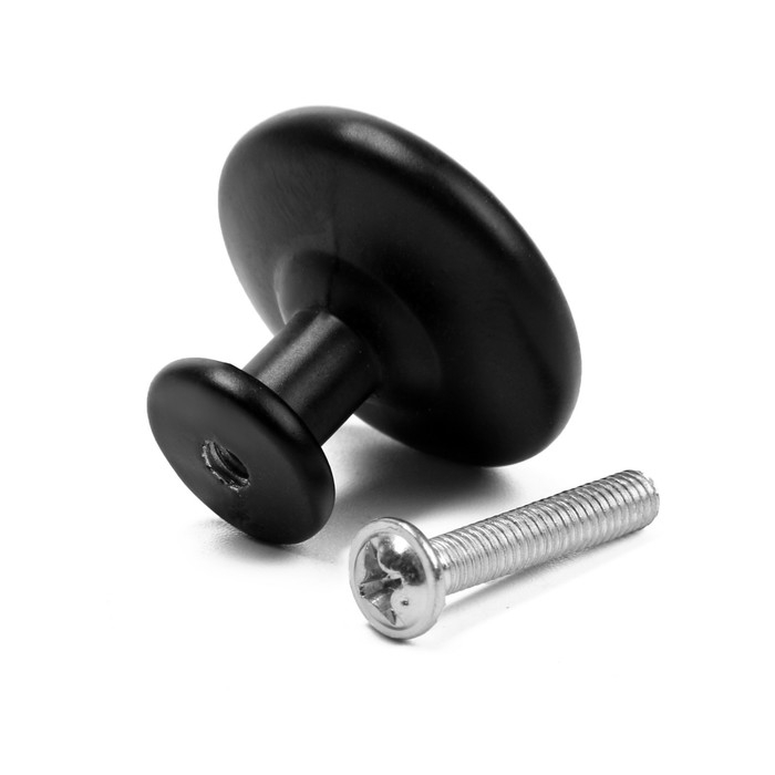 Ручка кнопка WAVE ТУНДРА РК120BL, черная, 8 шт TMP