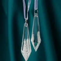 Украшение ёлочное "Льдинка" (набор 2 шт) сосулька грани, 6,5х1 см, прозрачный