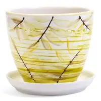 Горшок цветочный поддоном  1 л,  керамика, Тропики (М)