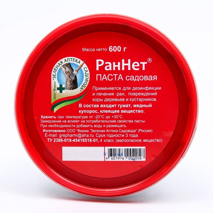 Паста для заживления повреждений садовых деревьев РанНет, 600 г Паста для заживления повреждений садовых деревьев РанНет, 600 г
