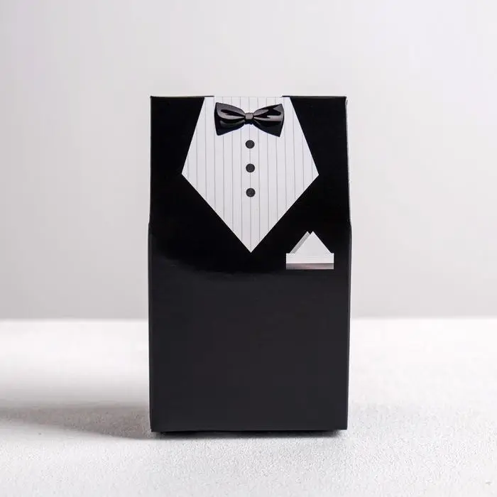 Коробка бонбоньерка, упаковка подарочная, свадебная, упаковка подарочная, &laquo;Костюм жениха&raquo;, 5.5 х 10 см