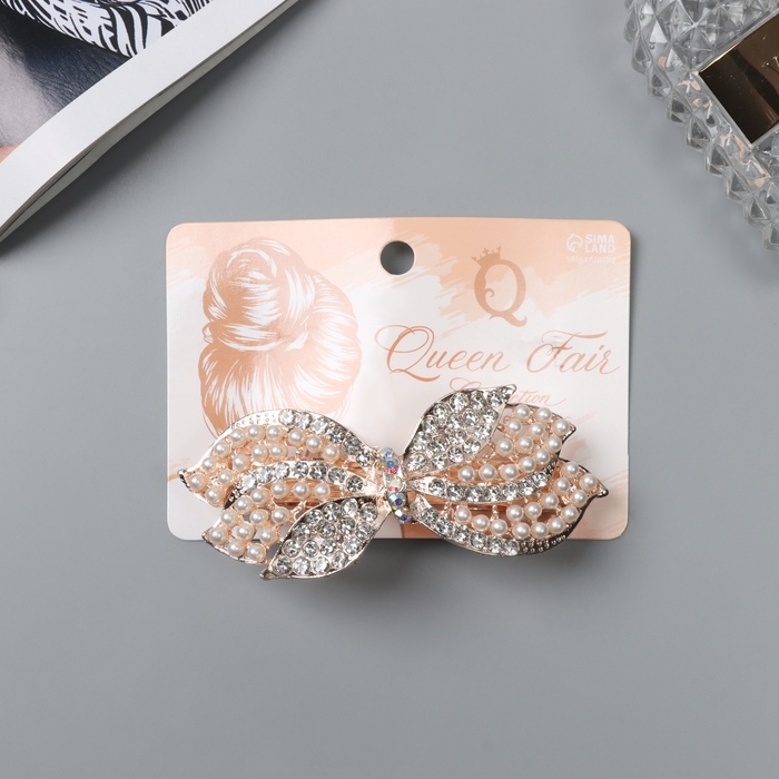 Заколка-автомат для волос "Джулиет галант" бант объём, 9 см, золото