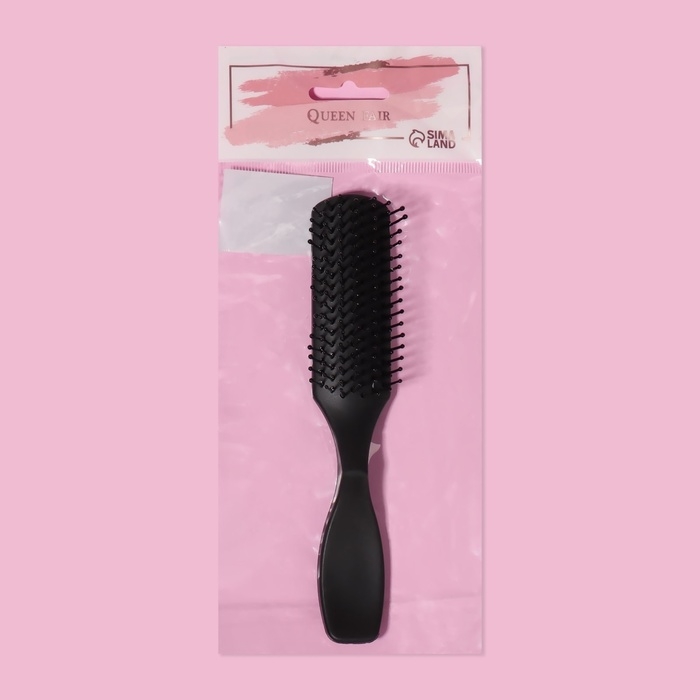 Расчёска массажная, 3,5 &times; 16,5 см, цвет чёрный