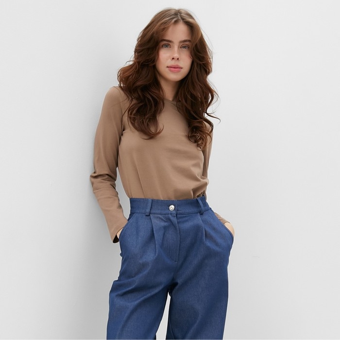 Лонгслив женский MINAKU: Basic line цвет тауп, размер 42 Лонгслив женский MINAKU: Basic line цвет тауп, размер 42