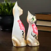 Фигура "Love Коты ушастые" 13х6х17 см белые/золото (набор 2шт)