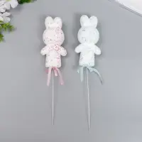 Набор топперов для украшения &laquo;Зайчата: посыпка, блеск&raquo;, 2 шт., розовый, голубой, 12 см