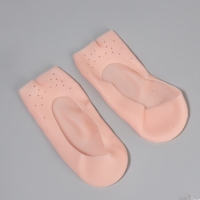 Носочки для педикюра, силиконовые, с перфорацией, с разделителем, 17 &times; 7 см, цвет бежевый
