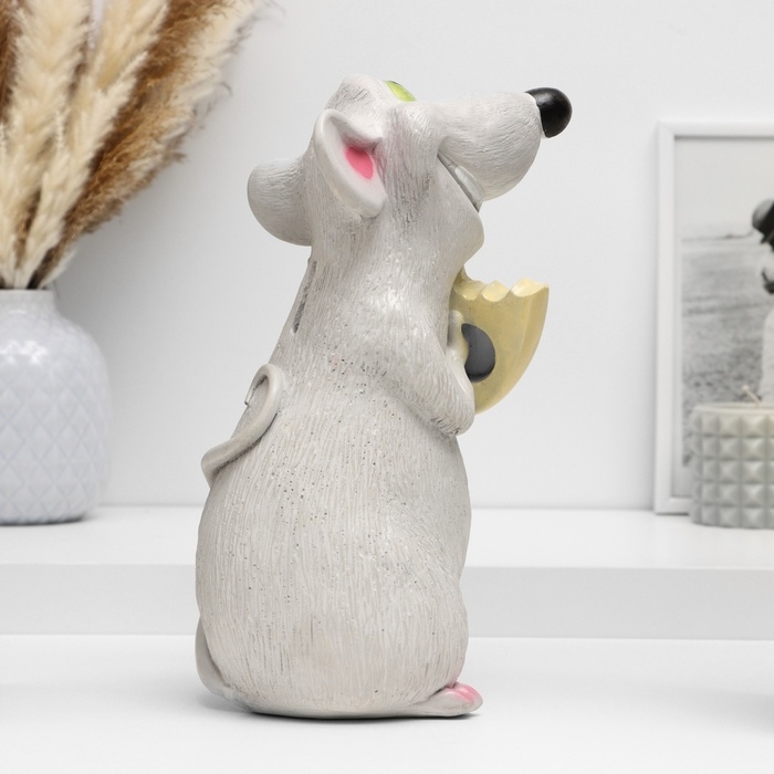 Копилка "Крыса с сыром" серая, 24х16х14см