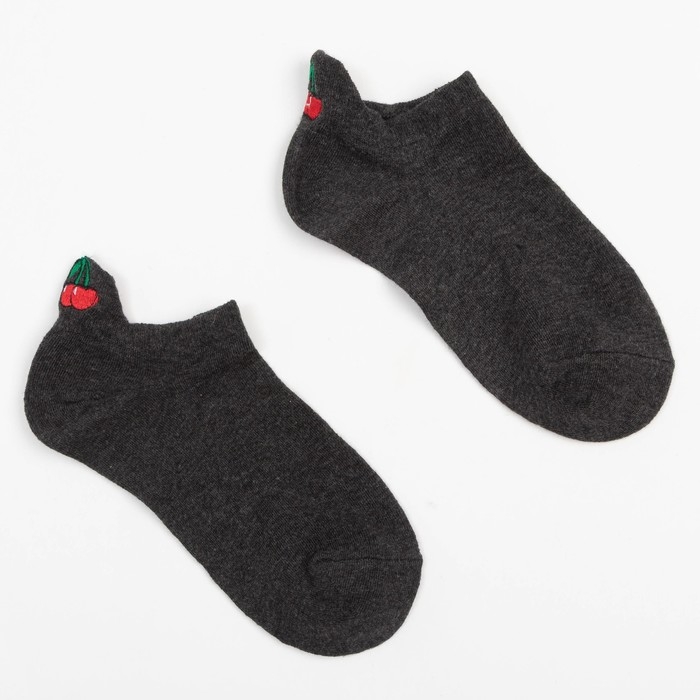 Носки женские укороченные MINAKU &laquo;Вишня&raquo;, цвет графит, размер 36-39 (23-25 см)