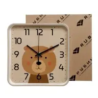 Часы настенные "Медвежонок", детские, плавный ход,  19х19см, бежевые