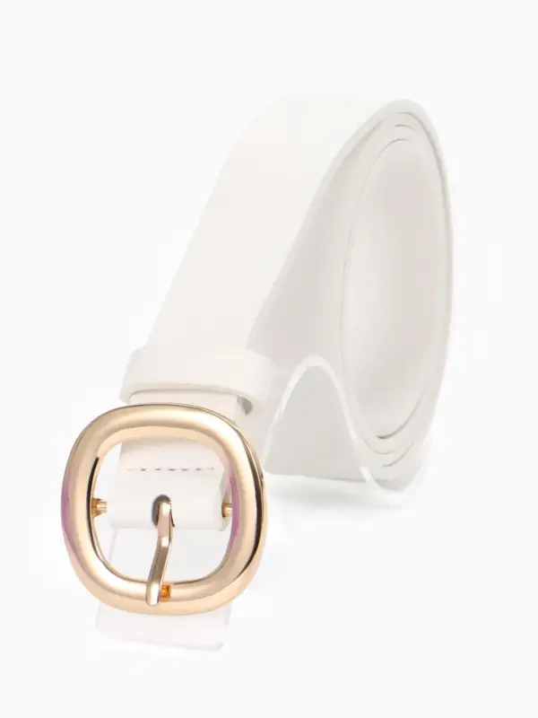 Ремень жен 05-01-01-01, Сент0825,  2,8*0,2*105 см, пряжка золото, 1 прок, белый