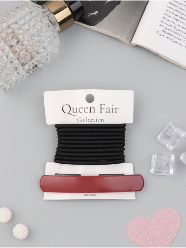 Набор для волос &laquo;Лилит&raquo; (10 резинок 6,5см, заколка-автомат 9 см) чёрный бордовый