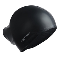 Шапочка для плавания силиконовая для длинных волос, цвет черный