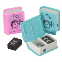 Точилка одно отверстие FUNSHARP "Книга", с ластиком, в контейнере, МИКС Точилка одно отверстие FUNSHARP "Книга", с ластиком, в контейнере, МИКС