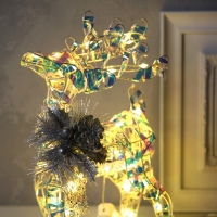 Светодиодная фигура &laquo;Олень&raquo;, 21 &times; 32 &times; 14 см, текстиль, металл, 220 В, свечение тёплое белое