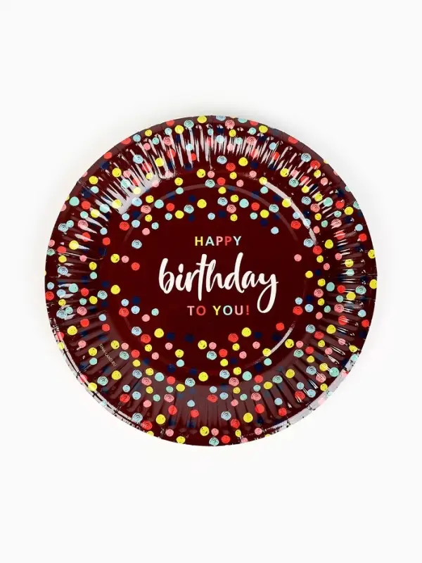 Тарелка одноразовая бумажная &laquo;Happy Birthday&raquo;, конфетти, 18 см