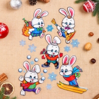 Набор наклеек оформительский "Новогодние зайчата" 49,3х33,6см Набор наклеек оформительский "Новогодние зайчата" 49,3х33,6см