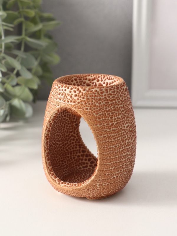 Аромалампа керамика "Точки" коричневая 6,5х6,5х8,5 см