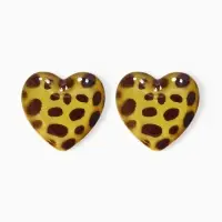 Серьги акрил &laquo;Леопард&raquo; сердце макси, цветной в серебре