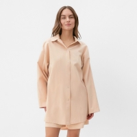 Комплект женский (рубашка, шорты) KAFTAN размер 40-42, бежевый Комплект женский (рубашка, шорты) KAFTAN размер 40-42, бежевый