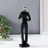 Сувенир полистоун "Саксофонист" чёрный с серебром 7х8,5х27,5 см