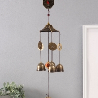 Музыка ветра металл от сглаза "Инь-Ян" 5 колокольчиков h=60см