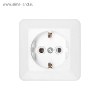 Розетка "Элект" РА 16-102, 16 А, 250 В, одноместная, открытая, с з/к, белая