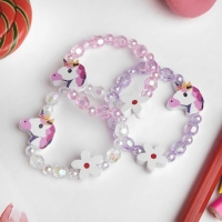 Браслет детский &laquo;Выбражулька&raquo; единорог с цветочком, МИКС