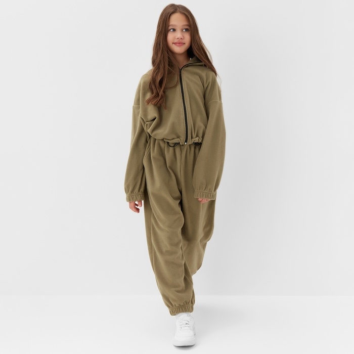 Толстовка флисовая для девочки MINAKU: Fleece Soft, цвет светло-зелёный, рост 158 см