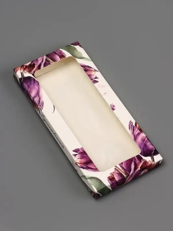 Подарочная коробка под плитку шоколада, с окном &laquo;Акварель тюльпаны&raquo;, 17&times;8&times;1.4 см