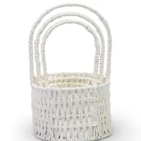 Набор корзин 3 шт пластик 25х17х11 22х14х9 19х10х7 см ручка h=10 см белый овал