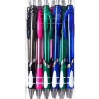 Ручка шариковая со стираемыми чернилами, линия 0,8 мм, автоматическая, стержень синий, корпус тонированный с резиновым держателем