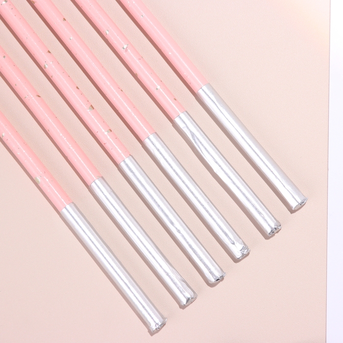 Набор свечей в торт, 6 штук "Исполнение желаний", 15 см, розовый