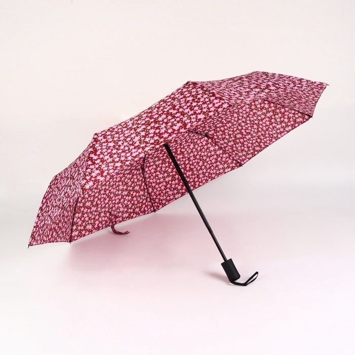 Зонт автоматический &laquo;Цветы&raquo;, 3 сложения, 8 спиц, R = 47/55 см, D = 110 см, цвет МИКС