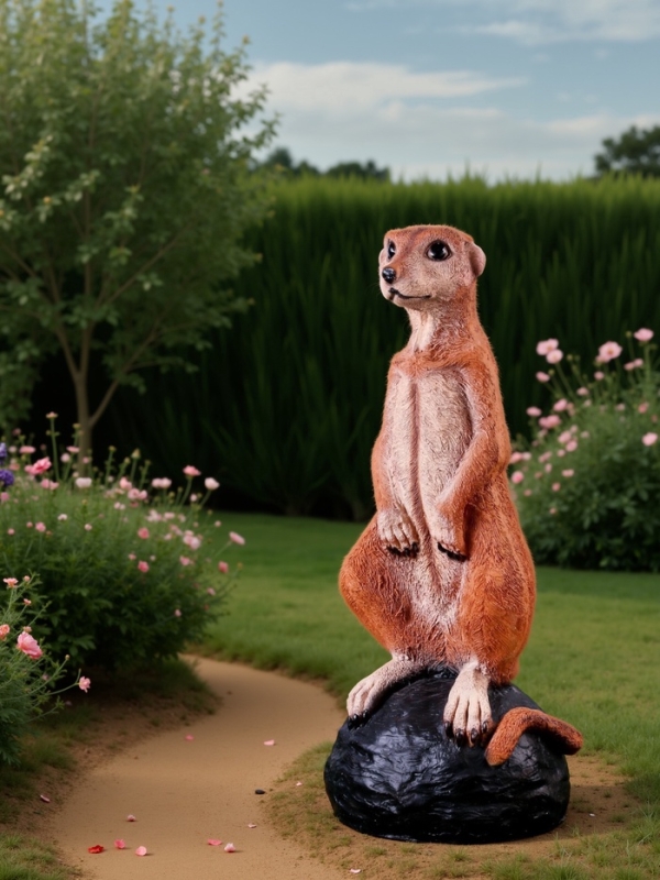 Садовая фигура из полистоуна &laquo;Большой сурикат на камне&raquo;, 60&times;24&times;22 см