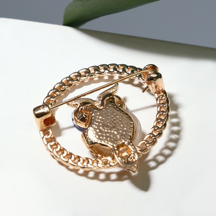 Брошь &laquo;Кошачий глаз&raquo; сова, цветная в золоте