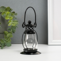 Подсвечник металл, стекло на 1 свечу "Пузатый фонарик" 9,2х6,2х5,8 см