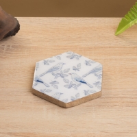 Подставка под горячее (набор 4 шт) "Синие птицы" дерево манго 15х13х5 см